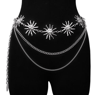 Women's Moon And Star Chain Belt Metal Waist Chain