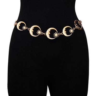 Women's Moon And Star Chain Belt Metal Waist Chain