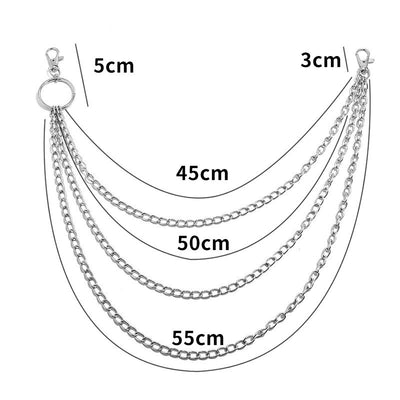 Punk Belt Chain Three Layers Gothic Waist Chain