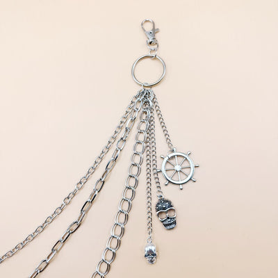 Hollow Rudder Skull Pendant Belt Chain Metal Waist Chain
