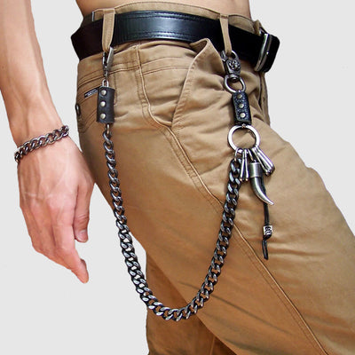 Punk Belt Chain Double Pistol Skull Metal Chain