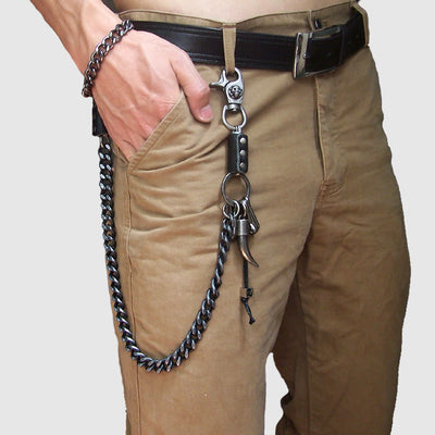 Punk Belt Chain Double Pistol Skull Metal Chain