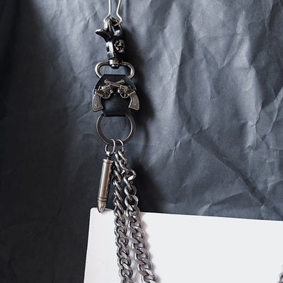 Punk Belt Chain Double Pistol Skull Metal Chain