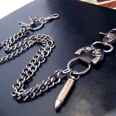 Punk Belt Chain Double Pistol Skull Metal Chain
