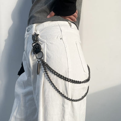 Punk Belt Chain Double Pistol Skull Metal Chain