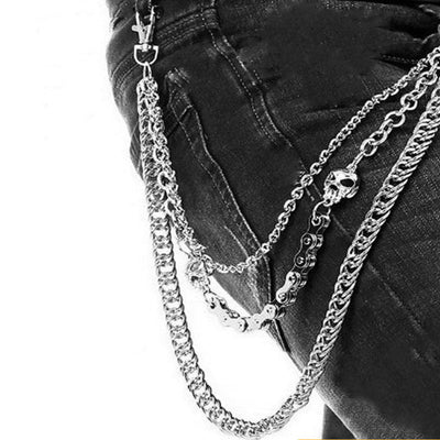 Skull Belt Chain Three Layers Gothic Waist Chain