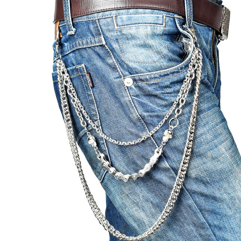 Skull Belt Chain Three Layers Gothic Waist Chain