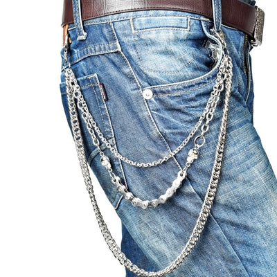 Skull Belt Chain Three Layers Gothic Waist Chain