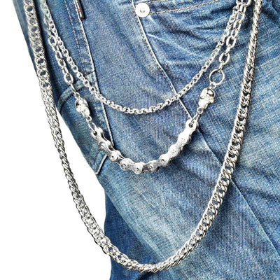 Skull Belt Chain Three Layers Gothic Waist Chain