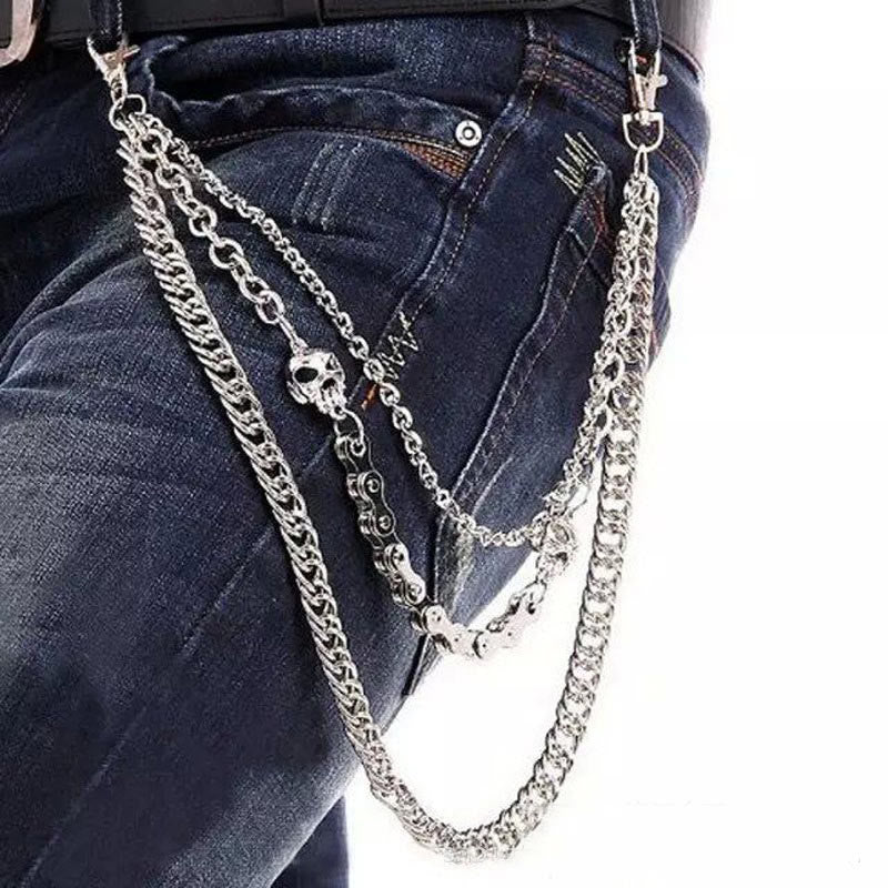 Skull Belt Chain Three Layers Gothic Waist Chain