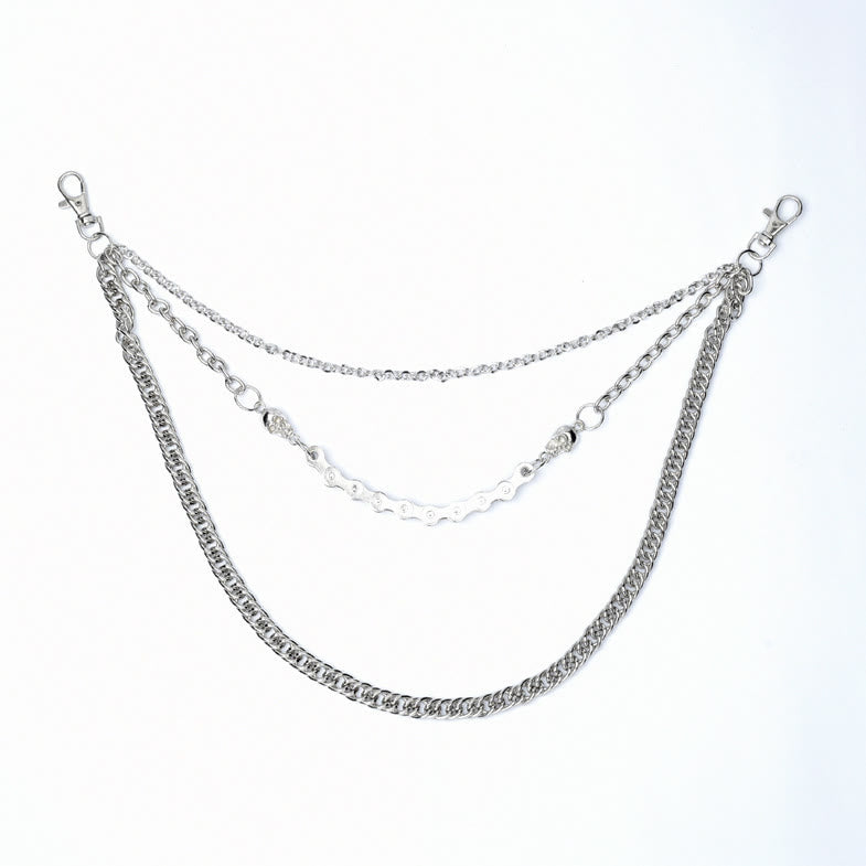 Skull Belt Chain Three Layers Gothic Waist Chain