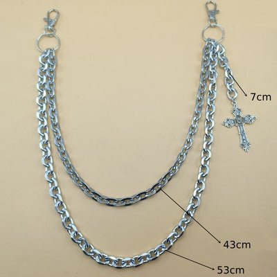 Cross Belt Chain Double Layers Gothic Waist Chain