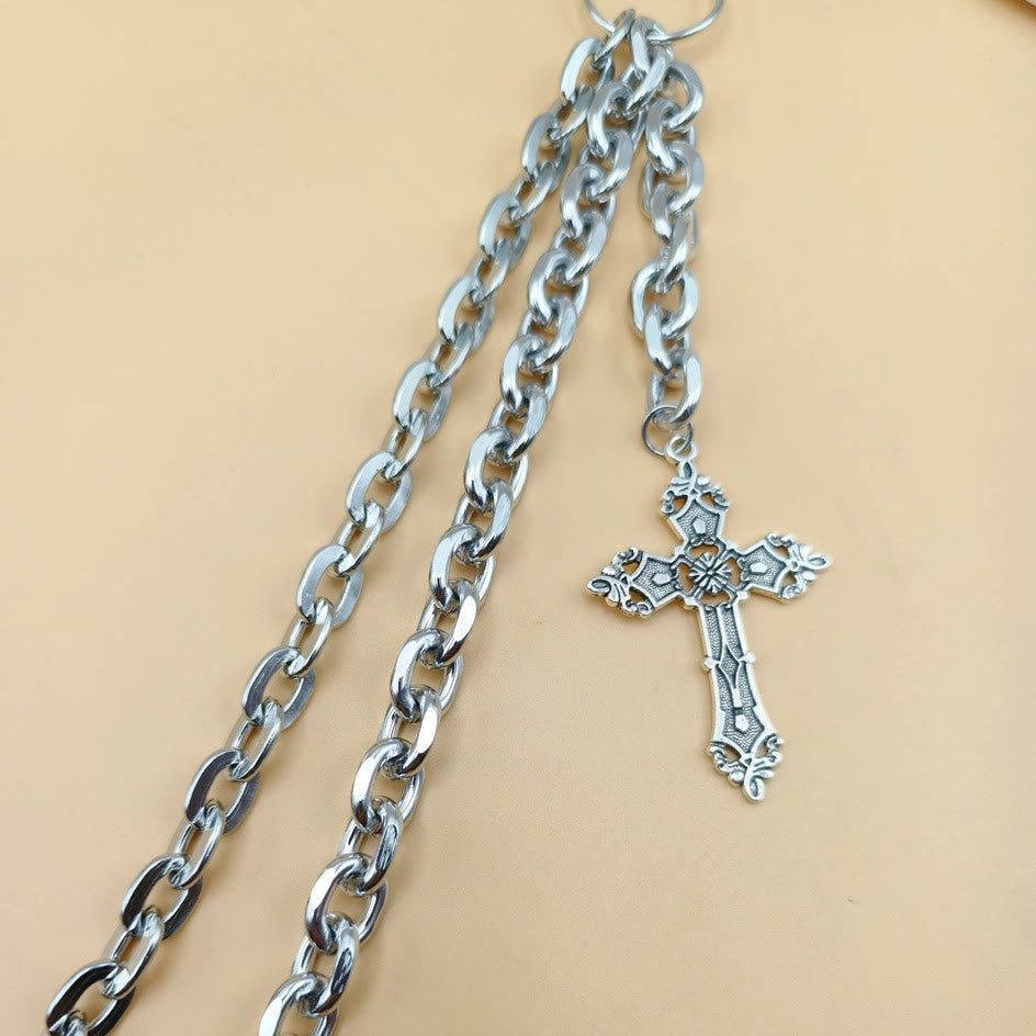 Cross Belt Chain Double Layers Gothic Waist Chain