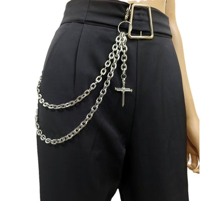 Cross Belt Chain Double Layers Gothic Waist Chain