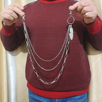 Vintage Feather Belt Chain Three Layers Gothic Waist Chain