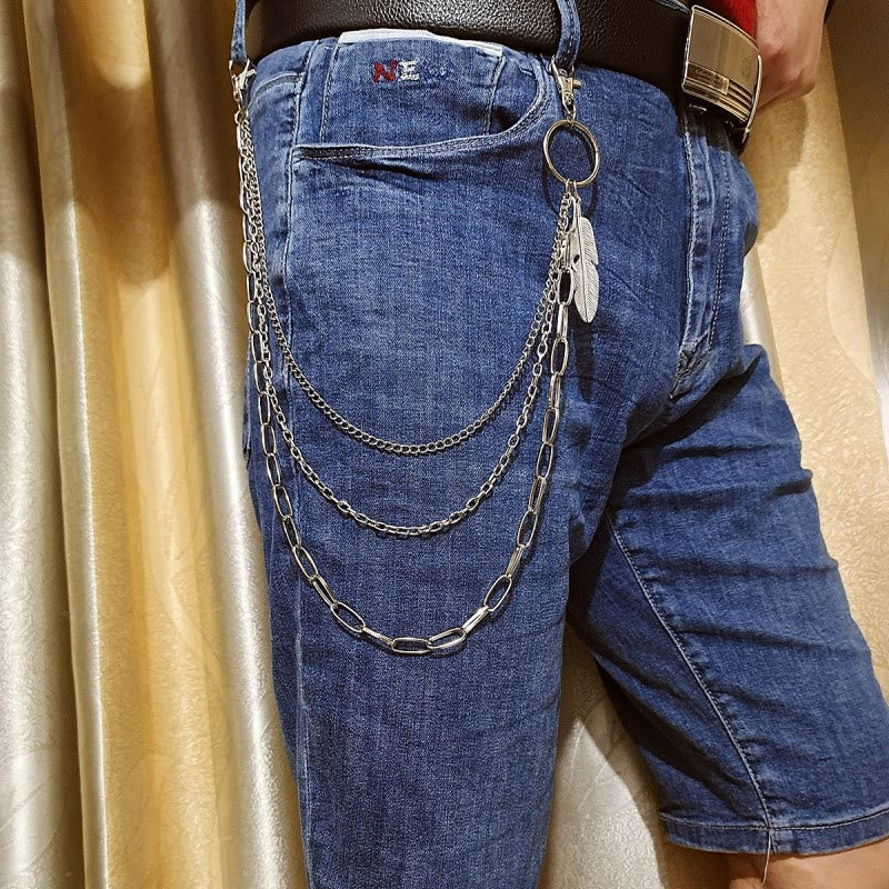 Vintage Feather Belt Chain Three Layers Gothic Waist Chain