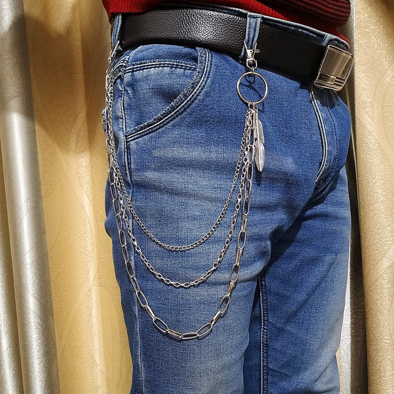 Vintage Feather Belt Chain Three Layers Gothic Waist Chain