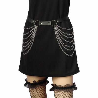 Punk Chain Belt Seven Layers Chain Leather Belt
