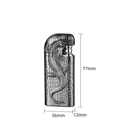 Double Flame Embossed Wild Crocodile Refillable Butane Lighter