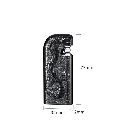Double Flame Embossed Serpent King Refillable Butane Lighter