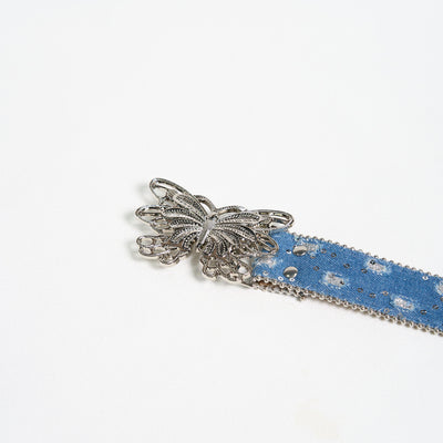 Women's Denim Butterfly Buckle Leather Belt
