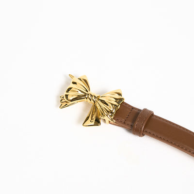 Women's Western Cowgirl Bowknot Buckle Leather Belt