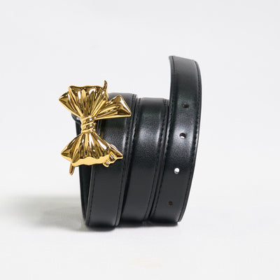 Women's Western Cowgirl Bowknot Buckle Leather Belt