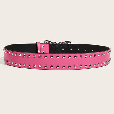Women's Western Cowgirl Studded Butterfly Buckle Leather Belt