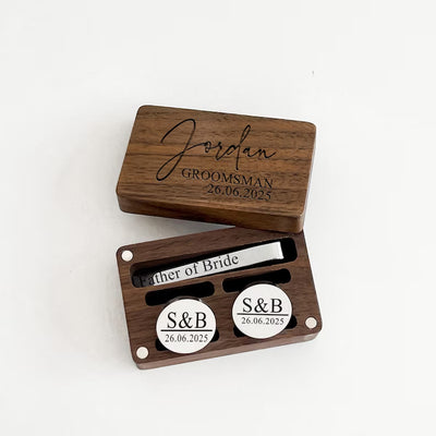 Custom Your Text Wedding Tie Bar Cufflinks For Mens Wear