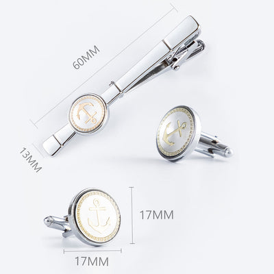 Anchor Tie Bar Cufflinks Set For Wedding Suit