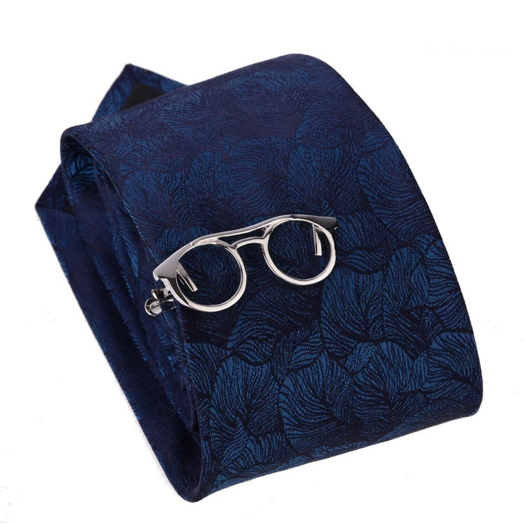 Gold And Silver Glasses Tie Clip For Daily Suit