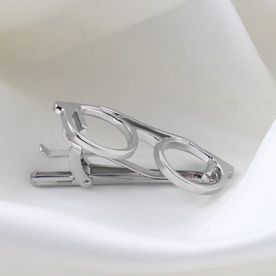 Gold And Silver Glasses Tie Clip For Daily Suit