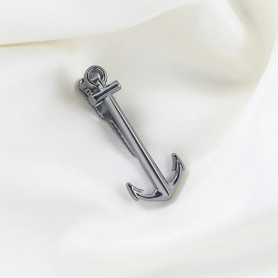 Dark Gray Anchor Tie Bar For Men's Wear