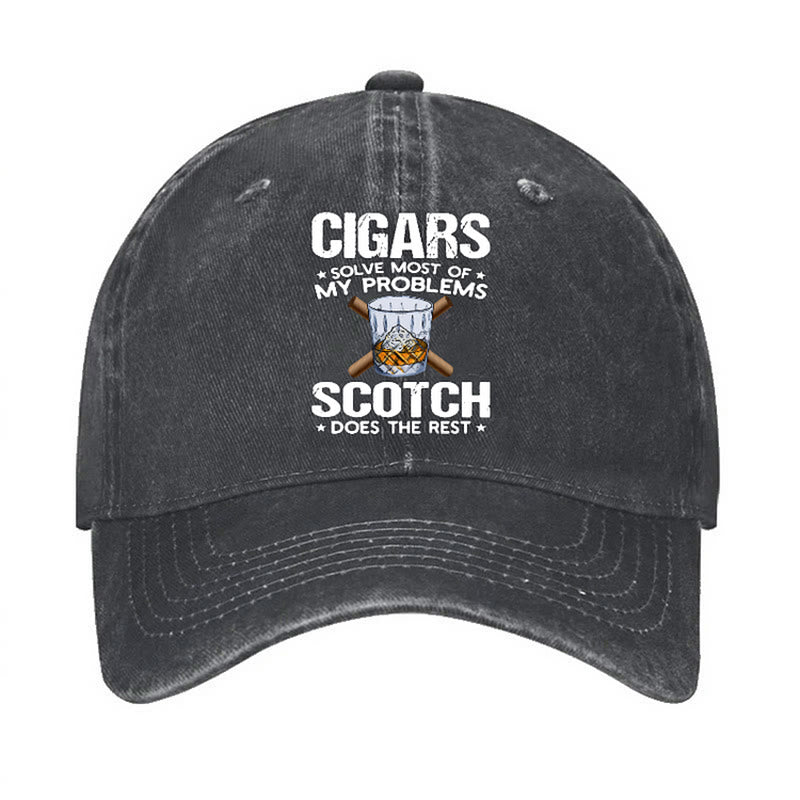 Cigars Solve Most Of Problems Adjustable Baseball Cap