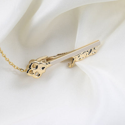 Gold Jesus Key Tie Bar For Wedding Suit