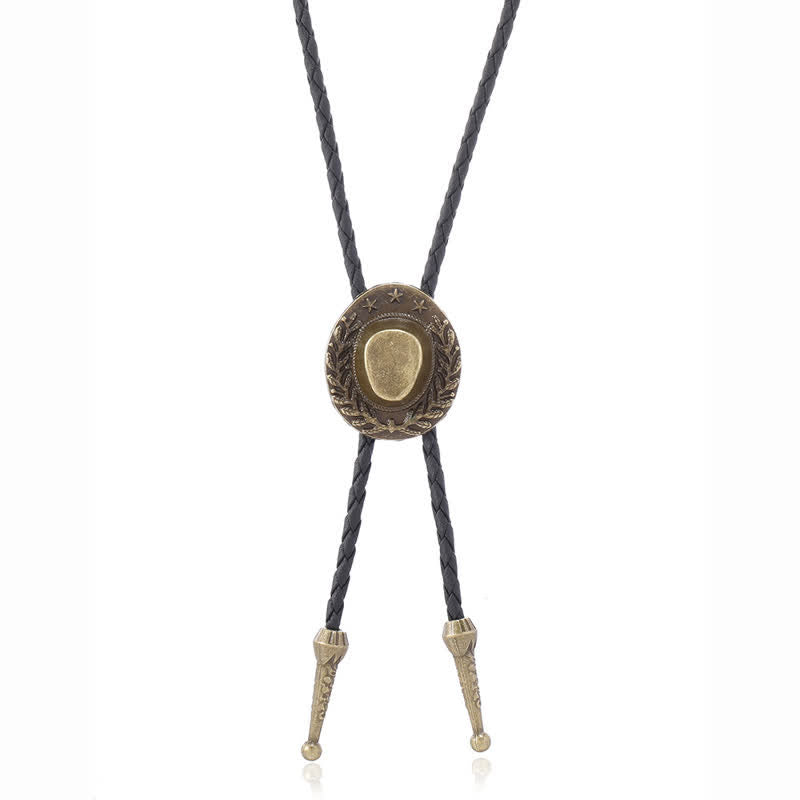 Bronze Charm Cowboy Hat Pendant Bolo Tie