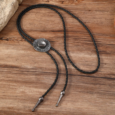 Bronze Charm Cowboy Hat Pendant Bolo Tie