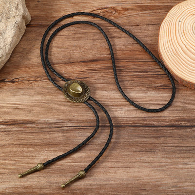 Bronze Charm Cowboy Hat Pendant Bolo Tie