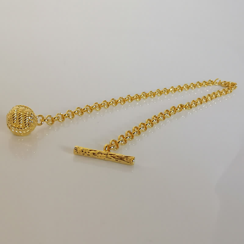 Men's Sailor Knot Lapel Chain Collar Brooch with Hanging Chain