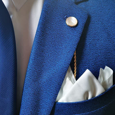 Men's Natural Seashell Lapel Chain Suit Brooch with Hanging Chain