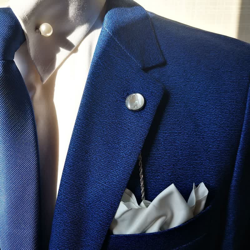 Men's Natural Seashell Lapel Chain Suit Brooch with Hanging Chain