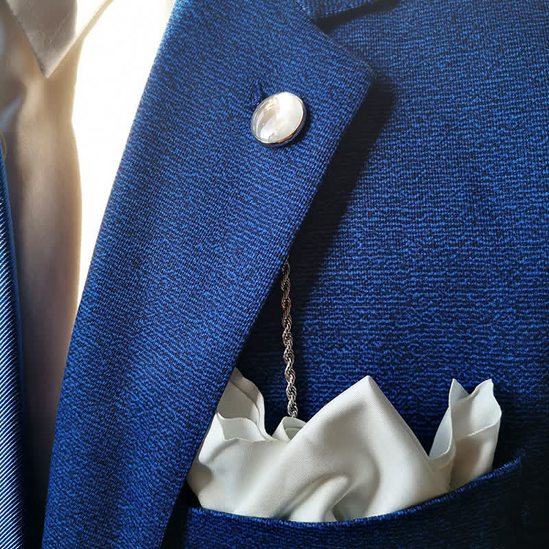 Men's Natural Seashell Lapel Chain Suit Brooch with Hanging Chain