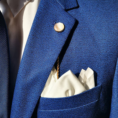 Men's Natural Seashell Lapel Chain Suit Brooch with Hanging Chain