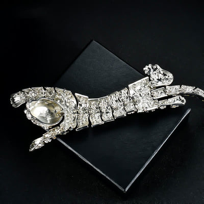 Men's Majestic Tiger Large Luxury Sparkling Rhinestone Brooch