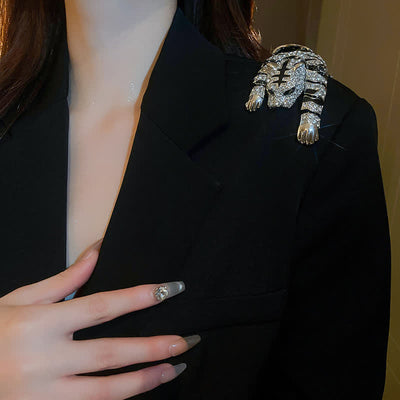 Men's Majestic Tiger Large Luxury Sparkling Rhinestone Brooch