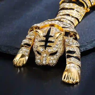 Men's Majestic Tiger Large Luxury Sparkling Rhinestone Brooch