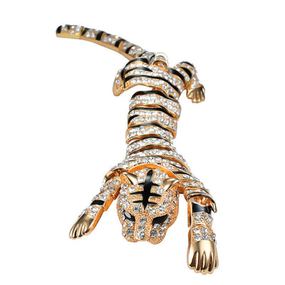 Men's Majestic Tiger Large Luxury Sparkling Rhinestone Brooch