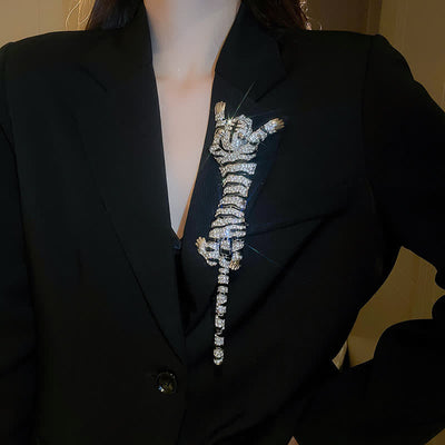 Men's Majestic Tiger Large Luxury Sparkling Rhinestone Brooch