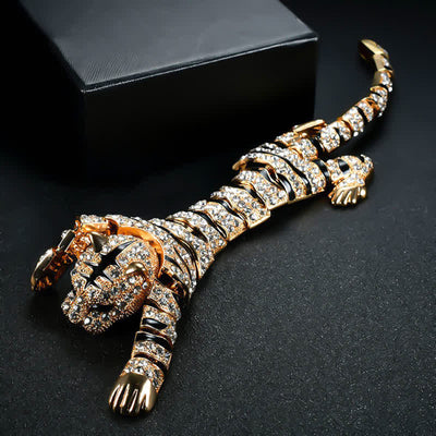 Men's Majestic Tiger Large Luxury Sparkling Rhinestone Brooch