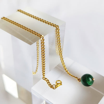 Men's 18K Gold-Plated Natural Stone Lapel Chain Suit Brooch with Hanging Chain